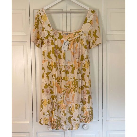 Rails NWT Valentina citrus floral tiered dress large $188 - Picture 5 of 12